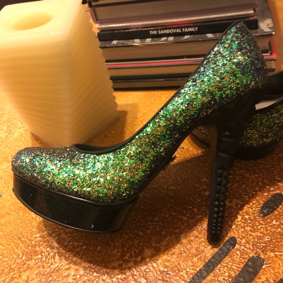 🛍Rachael Roy Green glitter platform heels - Picture 4 of 7